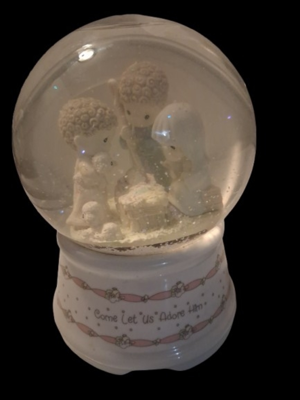 VTG 1980s Precious Moments "Come Let Us Adore Him" Musical Snow Globe